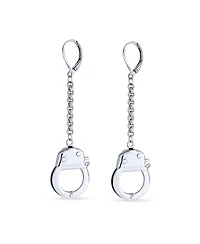 Bling Jewelry Partners Couples Grey Handcuffs Lever Back Dangle Earrings BlackSilver Tone Steel