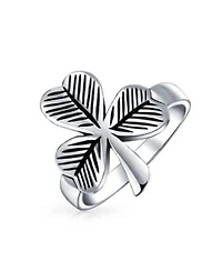 Bling Jewelry Saint Patricks Good Luck Celtic Silver Ring With Trinity Shamrock Design