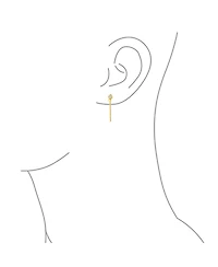 Bling Jewelry Minimalist 4MM Star Cz Stud Earrings with Delicate Chain in 14K Gold or Silver