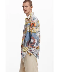 Desigual Men's Ethnic collage print shirt
