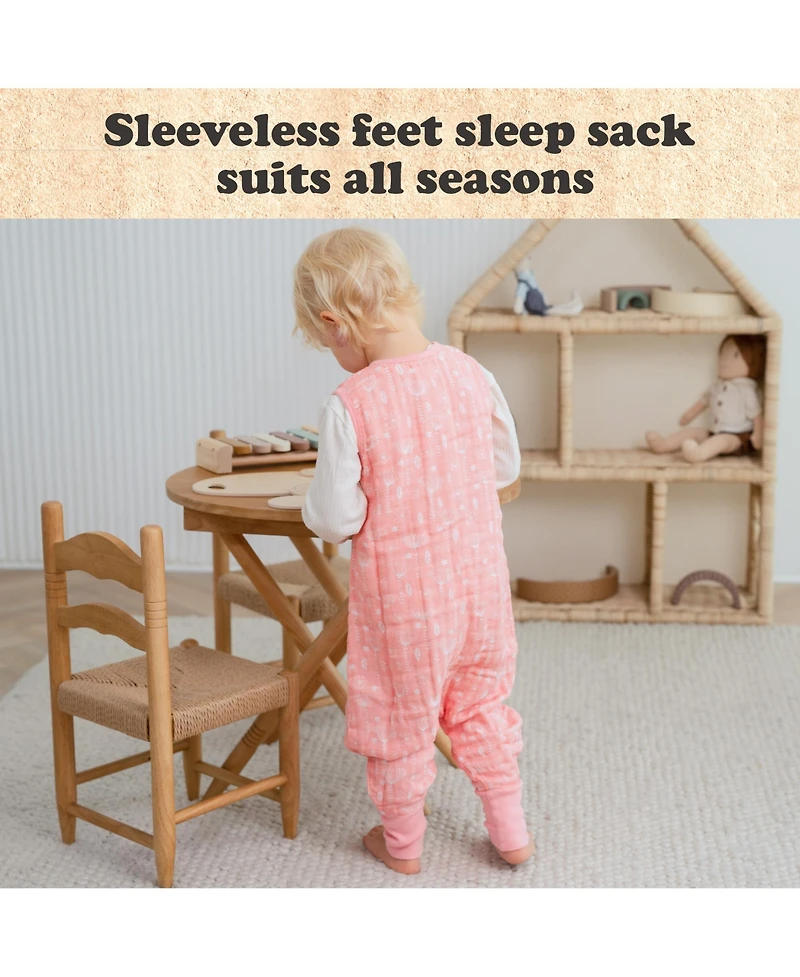 Bublo Baby Toddler Sleep Sacks with Feet - 3T-4T Wearable Blanket Muslin Sleeping Sack Legs 0.5 Tog