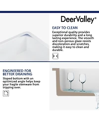 DeerValley Rectangular Fireclay 32" L x 19" W Fireclay Undermount Kitchen Sink with Basket Strainer and Sink Grid