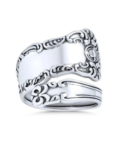 Bling Jewelry Boho Bypass Spoon Band Ring Oxidized Sterling Silver Adjustable
