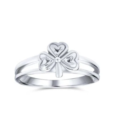 Bling Jewelry Delicate Silver Ring with Celtic Trinity Shamrock Clover Design Oxidized Finish