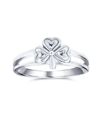 Bling Jewelry Delicate Silver Ring with Celtic Trinity Shamrock Clover Design Oxidized Finish