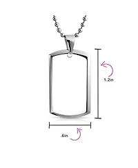 Bling Jewelry Large Military Army Dog Tag Pendant Necklace Polished Silver Tone Stainless Steel Beveled Edge with Bead Ball Chain 24 Inch