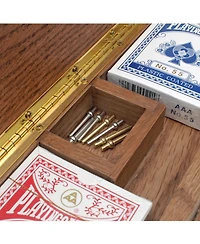 We Games 3 Track Sprint Cabinet Cribbage Set with Metal Pegs & 2 Card Decks
