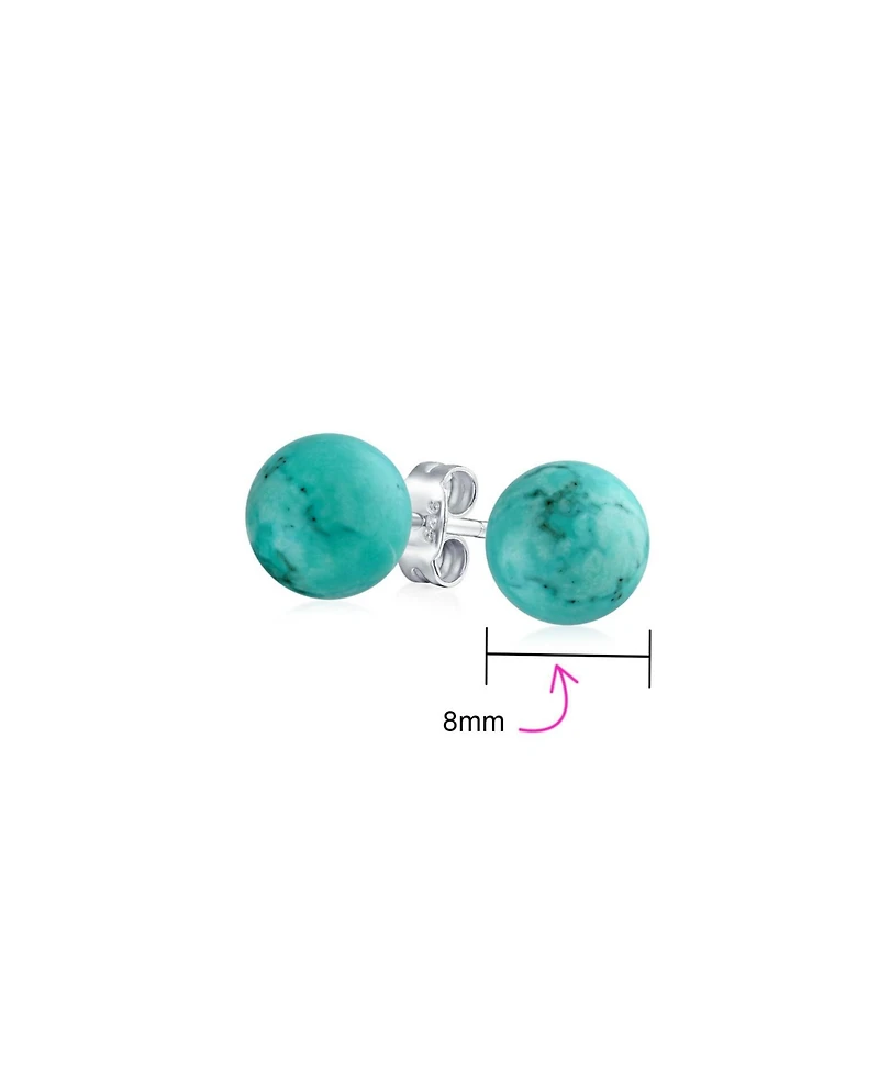 Bling Jewelry Set of 3 Natural Stones Ball Stud Earrings Sterling Silver 8MM