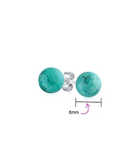 Bling Jewelry Set of 3 Natural Stones Ball Stud Earrings Sterling Silver 8MM
