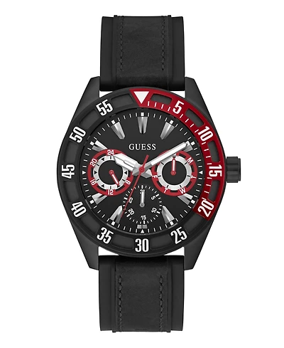Guess Men's Multifunction Black Silicone Watch, 44mm
