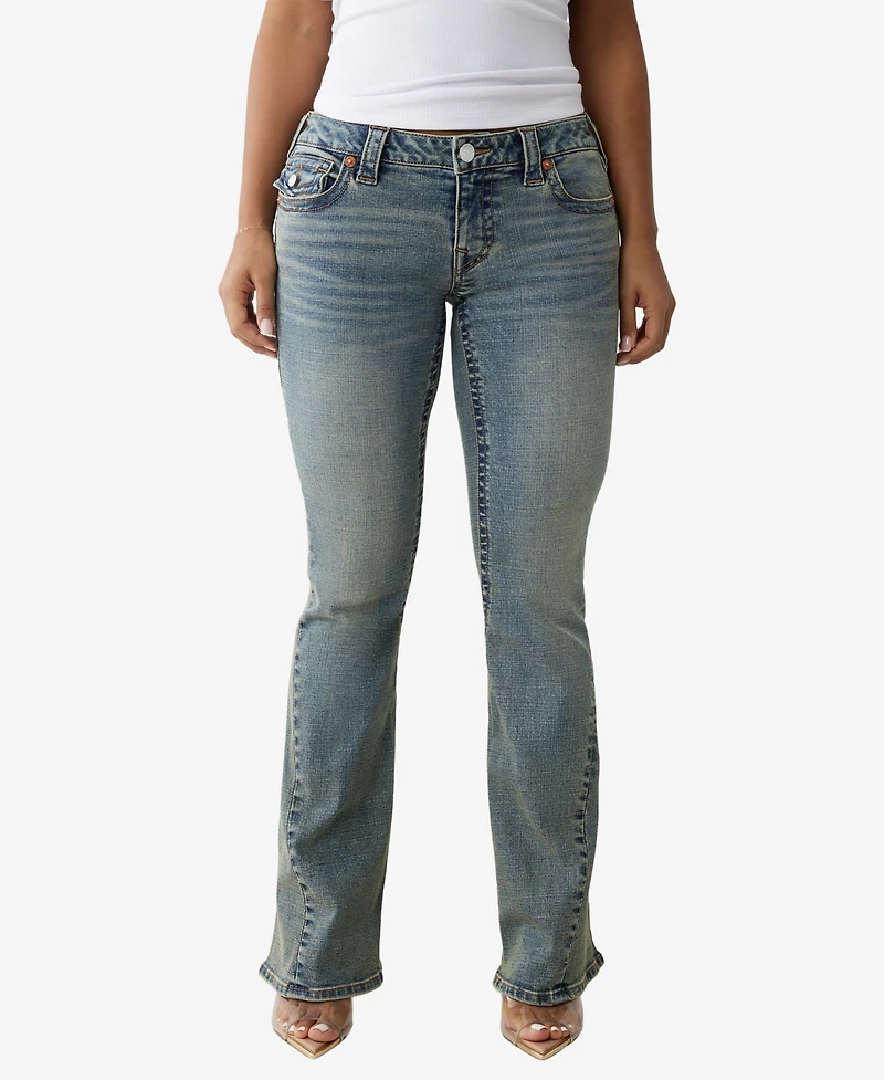 True Religion Women's Joey Low Rise Flare Flap Jeans