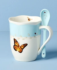 Lenox Butterfly Meadow Mugs with Spoons, Set of 2