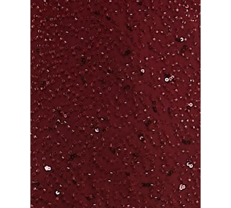 Seni & Cade Juniors' Ruffle-Trim Cutout Beaded Mini Dress