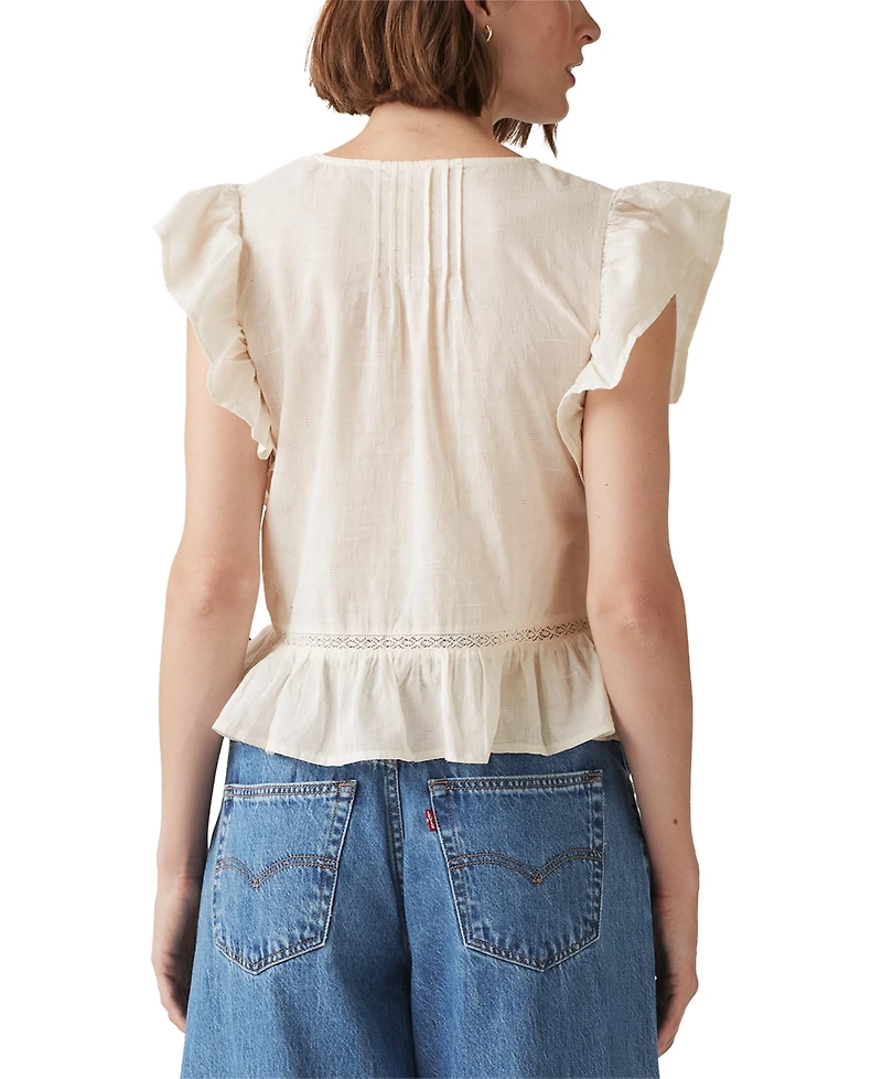 Levi's Women's Aniston Cotton Ruffled Flutter-Sleeve Blouse