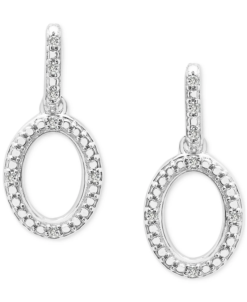 2-Pc. Set Diamond Oval Pendant Necklace & Matching Drop Earrings (1/6 ct. t.w.) in Sterling Silver, Exclusively at Macy's