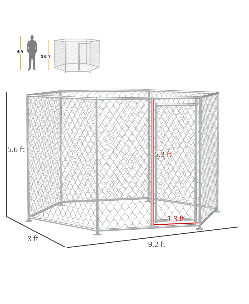 PawHut 13.4' x 11.5' x 5.6' Dog Kennel Outdoor W/ Lockable Door