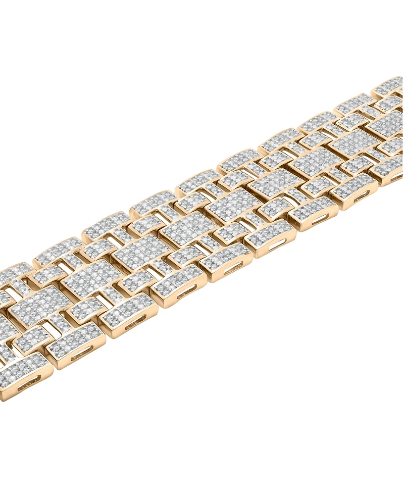 Men's Diamond Bracelet (4 ct. t.w) in 14k Gold-Plated Sterling Silver & Sterling Silver