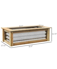Outsunny Raised Garden Bed, Wood Reinforced Metal Planter Box, 2.6'
