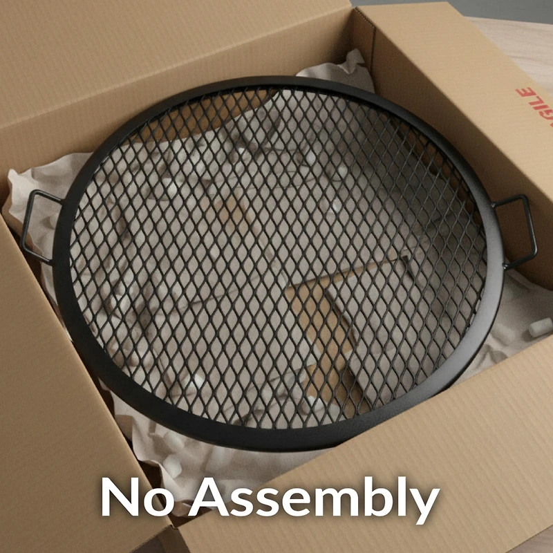 Outdoor Camping or Backyard Heavy-Duty Steel Round X-Marks Fire Pit Cooking Grilling Grate