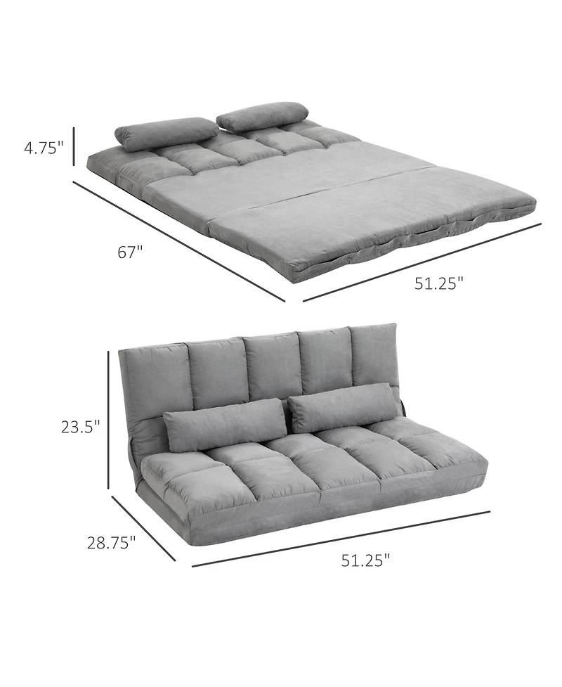 Homcom Convertible Floor Sofa with Adjustable Backrest and Headrest
