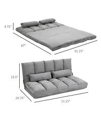 Homcom Convertible Floor Sofa with Adjustable Backrest and Headrest