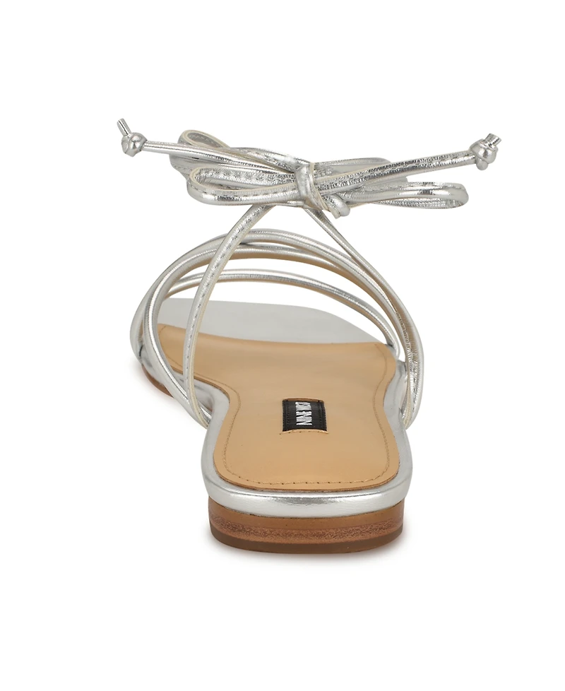 Nine West Women's Mikila Strappy Lace Up Flat Sandals