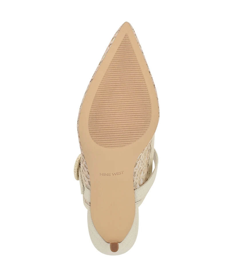 Nine West Women's Rondel Buckle Strap Slip-On Pumps