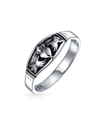Bling Jewelry Bff Celtic Irish Claddagh Band Silver Ring Oxidized Sterling