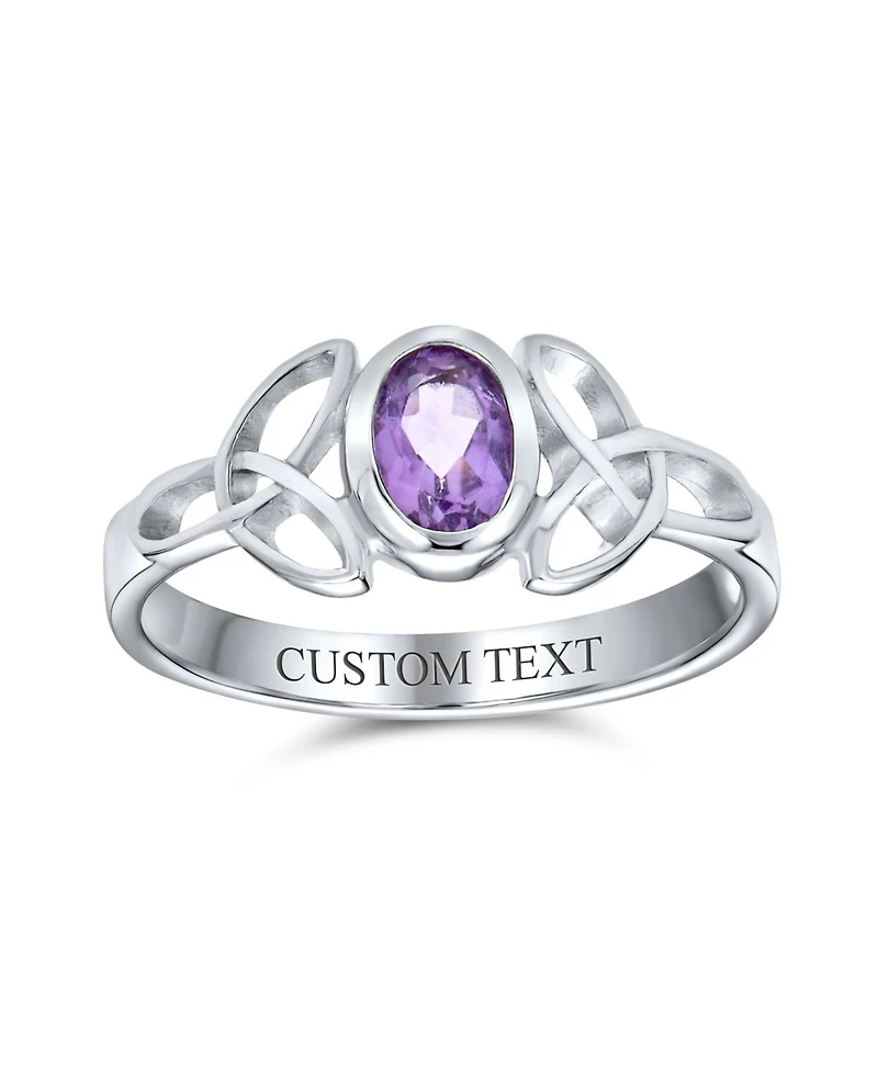 Bling Jewelry Delicate Oval Natural Stone Bff Sorority Sister Promise Trinity Celtic Knot Ring Thin Band Sterling Silver