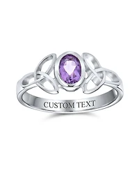 Bling Jewelry Delicate Oval Natural Stone Bff Sorority Sister Promise Trinity Celtic Knot Ring Thin Band Sterling Silver