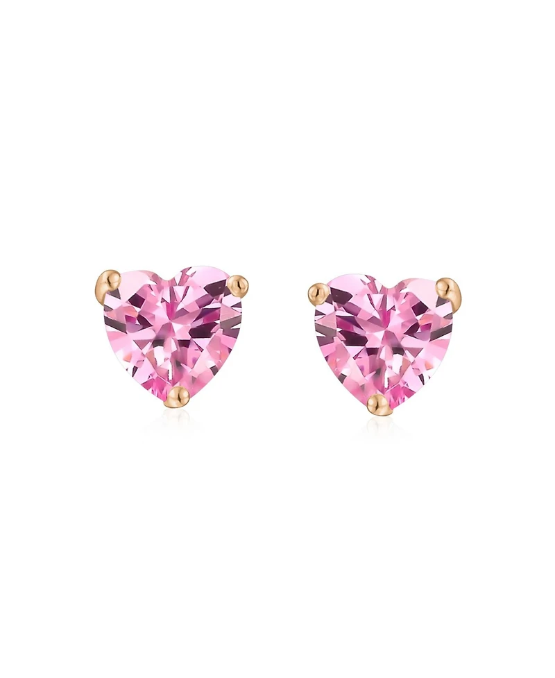 Bling Jewelry 1CT Cubic Zirconia Solitaire Heart Shaped Cz Stud Earrings .925 Sterling Silver 7MM
