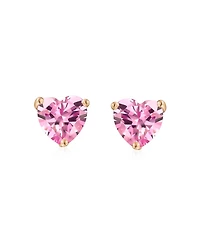 Bling Jewelry 1CT Cubic Zirconia Solitaire Heart Shaped Cz Stud Earrings .925 Sterling Silver 7MM