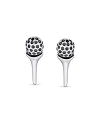 Bling Jewelry Tiny Tee & Golf Ball Stud Earrings Golfers in Oxidized Sterling Silver Jewelry