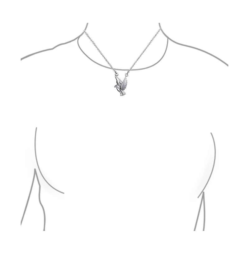 Bling Jewelry Spiritual Faith Dove Pendant Necklace in Sterling Silver - Peace Bird Design