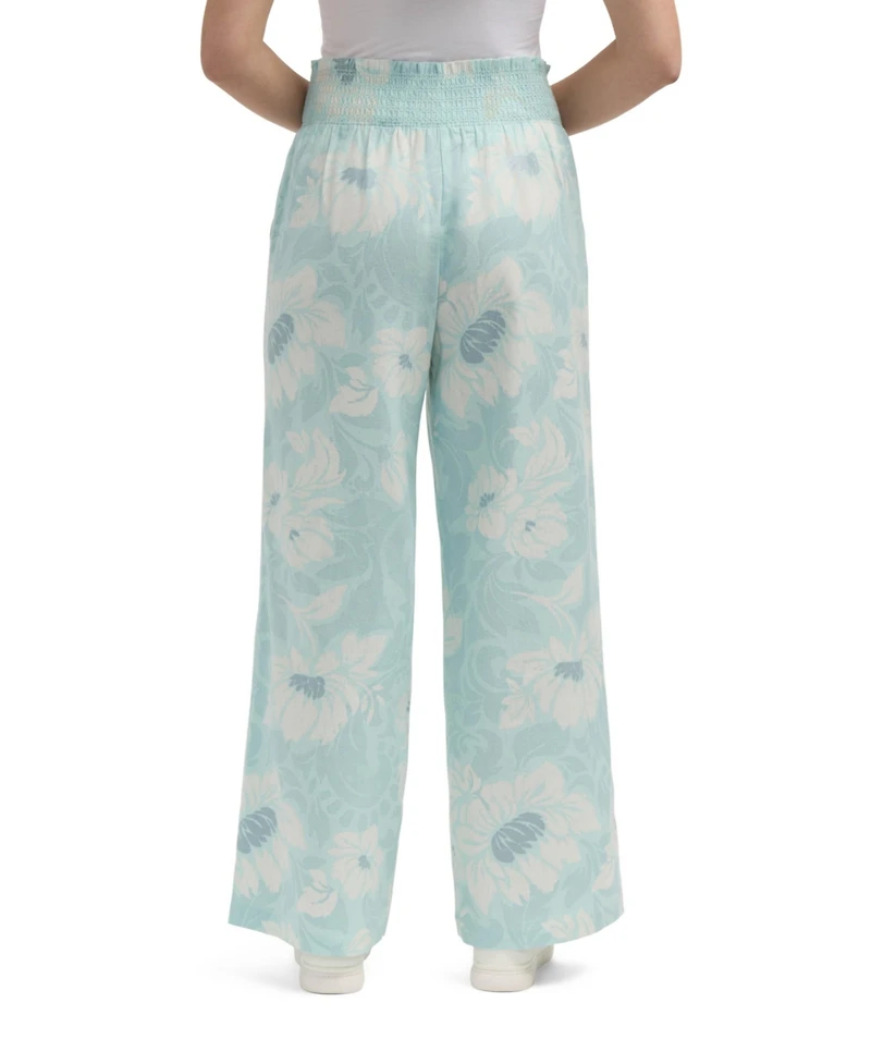 Ellen Tracy Women's Linen Smocked Wide Leg Pant