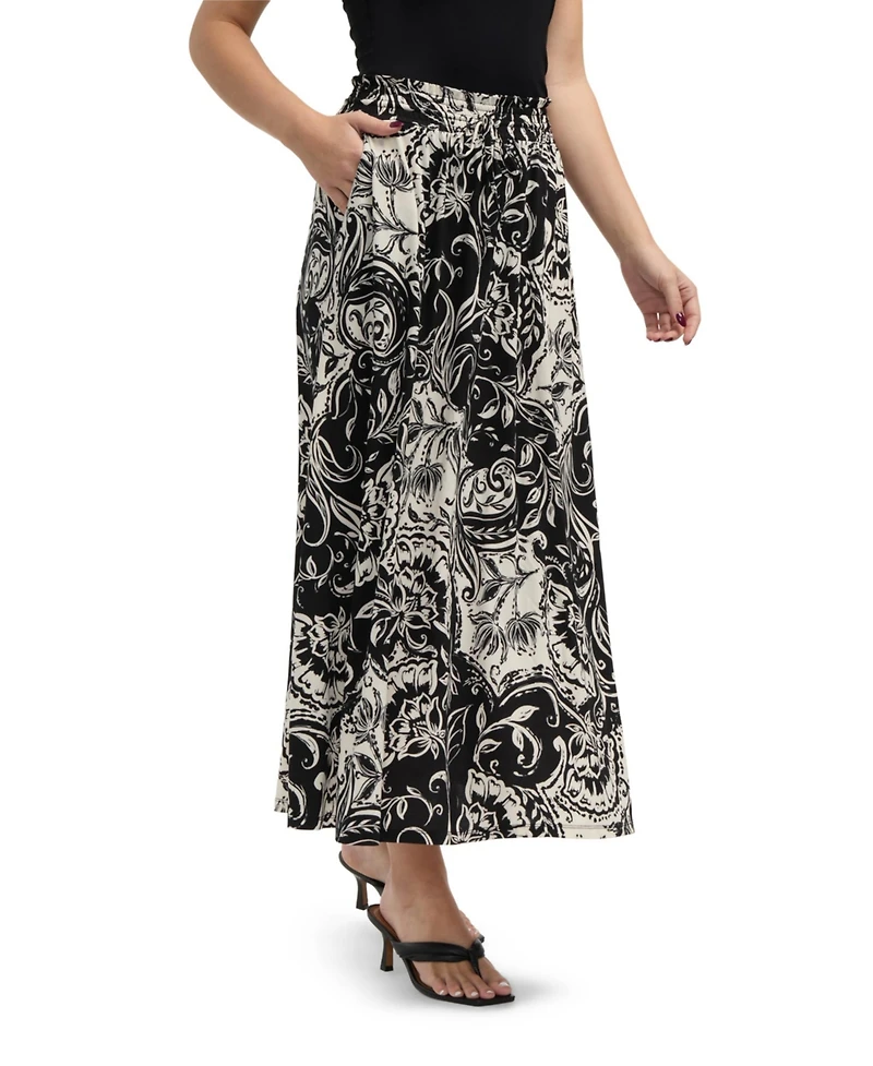 Ellen Tracy Women's Linen Smocked Wide Leg Pant