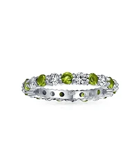 Bling Jewelry Alternating Two Tone Cubic Zirconia Stackable Cz Eternity Cocktail Statement Ring .925 Sterling Silver