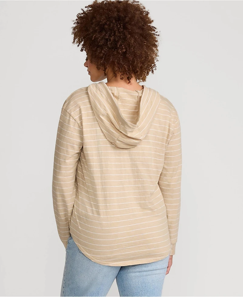 Lands' End Women's Long Sleeve Slub Hooded Popover