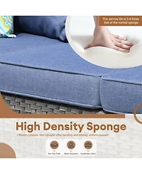 Xizzi Patio Furniture Set 6 Piece Outdoor Sectional Sofa with Rocking Swivel Chairs Square Fire Pit Table Loveseat All Weather Wicker Rattan Conve