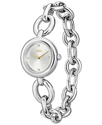 Hugo Boss Women's Live Quartz Slim Silver-Tone Stainless-Steel Watch, 28mm