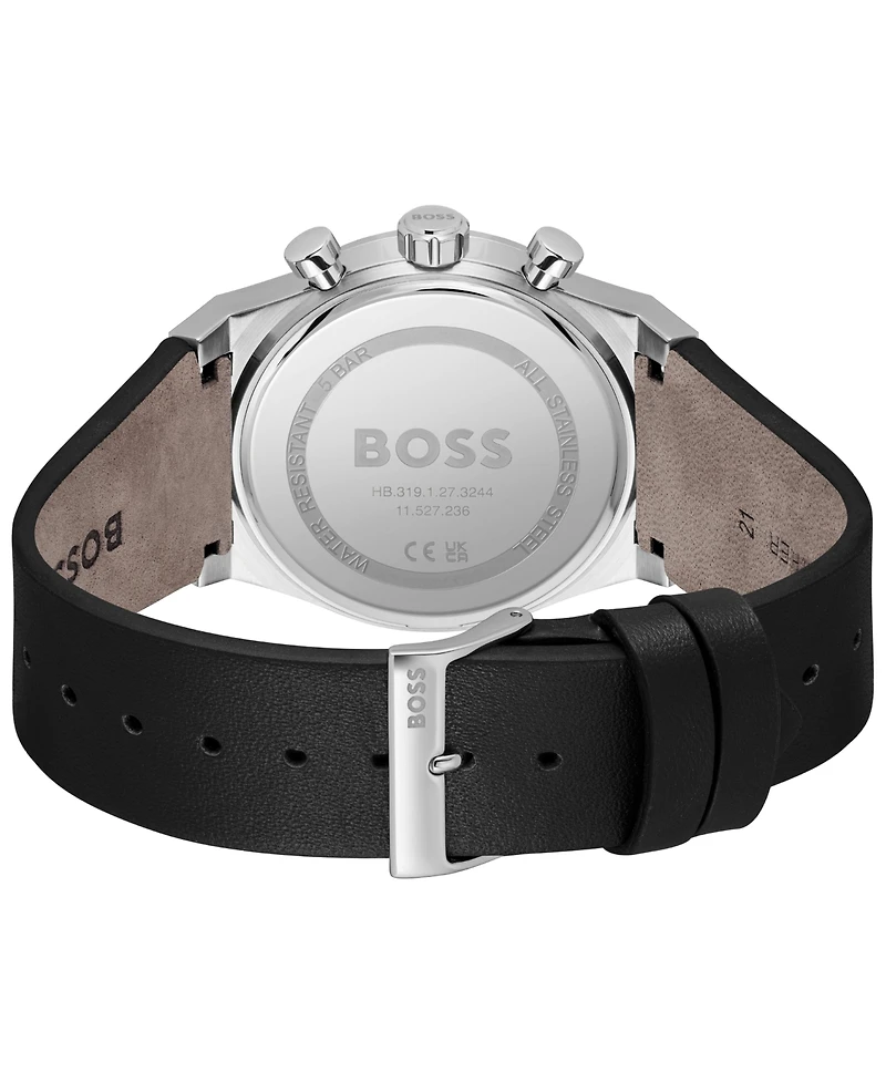 Hugo Boss Men's Candor Quartz Chronograph Black Leather Watch, 41mm