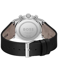 Hugo Boss Men's Candor Quartz Chronograph Black Leather Watch, 41mm
