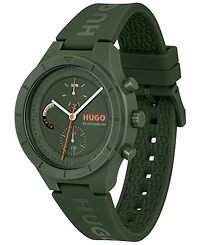 Hugo Boss Men's Lit Multi Quartz Multifunction Green Silicone Watch, 44mm