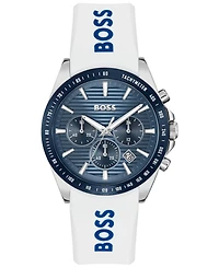 Hugo Boss Men's Strike Quartz Chronograph White Silicone Watch, 41mm