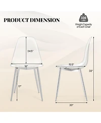 Set of 4 Dining Chairs Modern Plastic Shell Side Chair with Clear Seat and Wood Legs