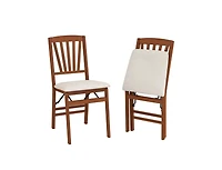 Folding Dining Chairs Set of 2 with Padded Seat and Rubber Wood Frame