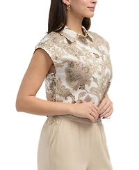 Ellen Tracy Women s Camp Shirt with Side Ties