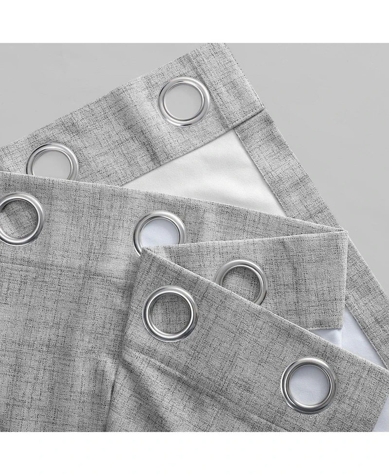 Half Price Drapes Millennial Grey Grommet Thermal Cross Linen Weave Blackout Curtain