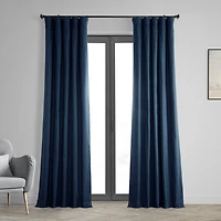 Half Price Drapes Dark Blue Solid Cotton Hotel Blackout Curtain