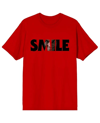 Smile Men's Text With Hidden Face Crew Neck Short Sleeve Adult Red T-shirt-xxl